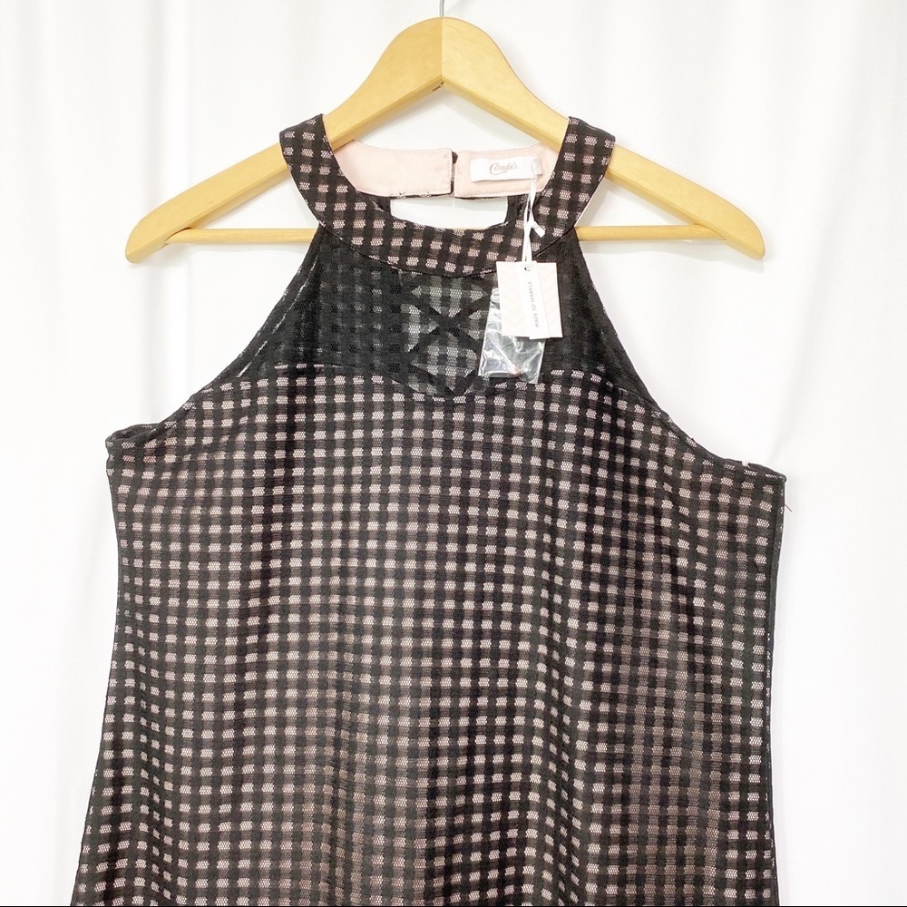 NWT-Candies-Black Semi Sheer Overlay Pink Dress L - Picture 2 of 12